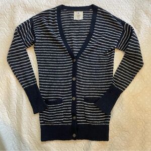 Aerie Wool Blend Long Cardigan Navy White Nautical Small Women’s Button Up Y2K
